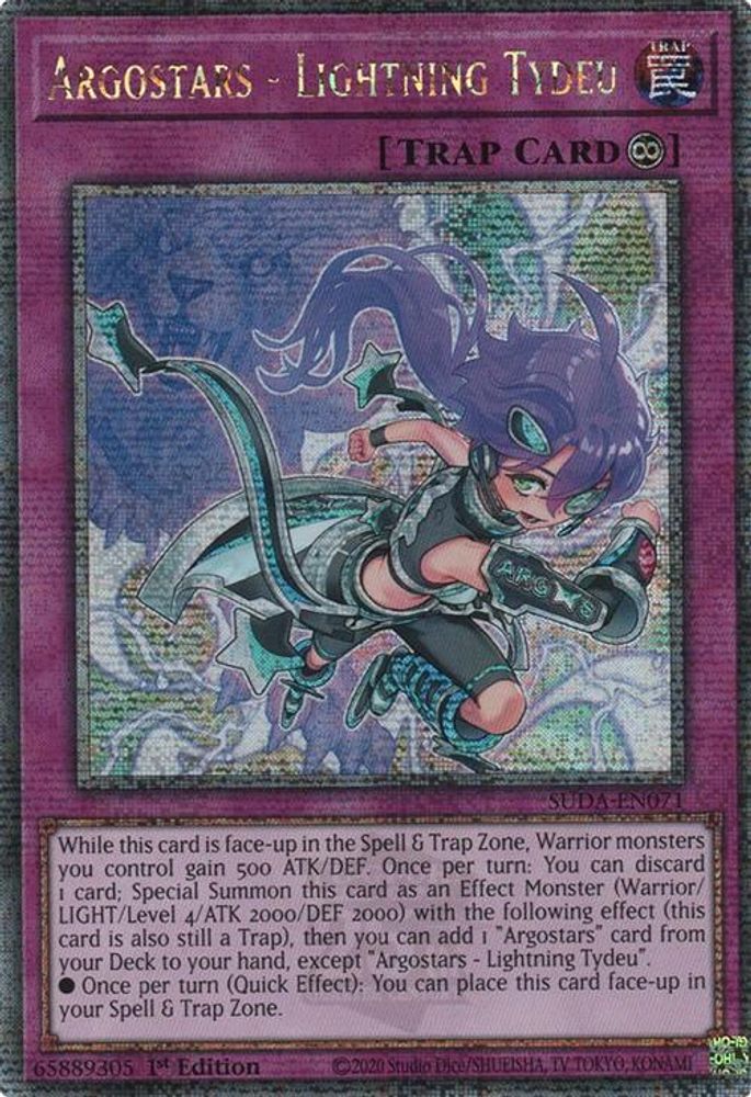 [QUARTER CENTURY RARE] Argostars - Lightning Tydeu (Quarter Century Secret Rare) - (SUDA-EN071) - 1st Edition