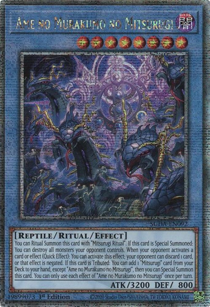 [QUARTER CENTURY RARE] Ame no Murakumo no Mitsurugi (Quarter Century Secret Rare) - (SUDA-EN092) - 1st Edition