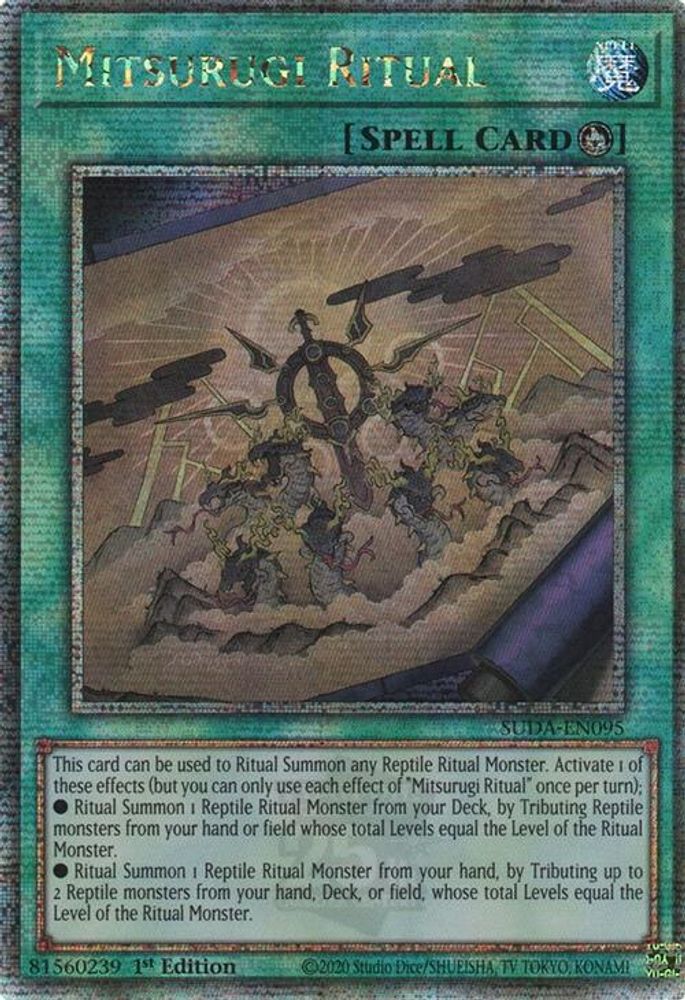 [QUARTER CENTURY RARE] Mitsurugi Ritual (Quarter Century Secret Rare) - (SUDA-EN095) - 1st Edition