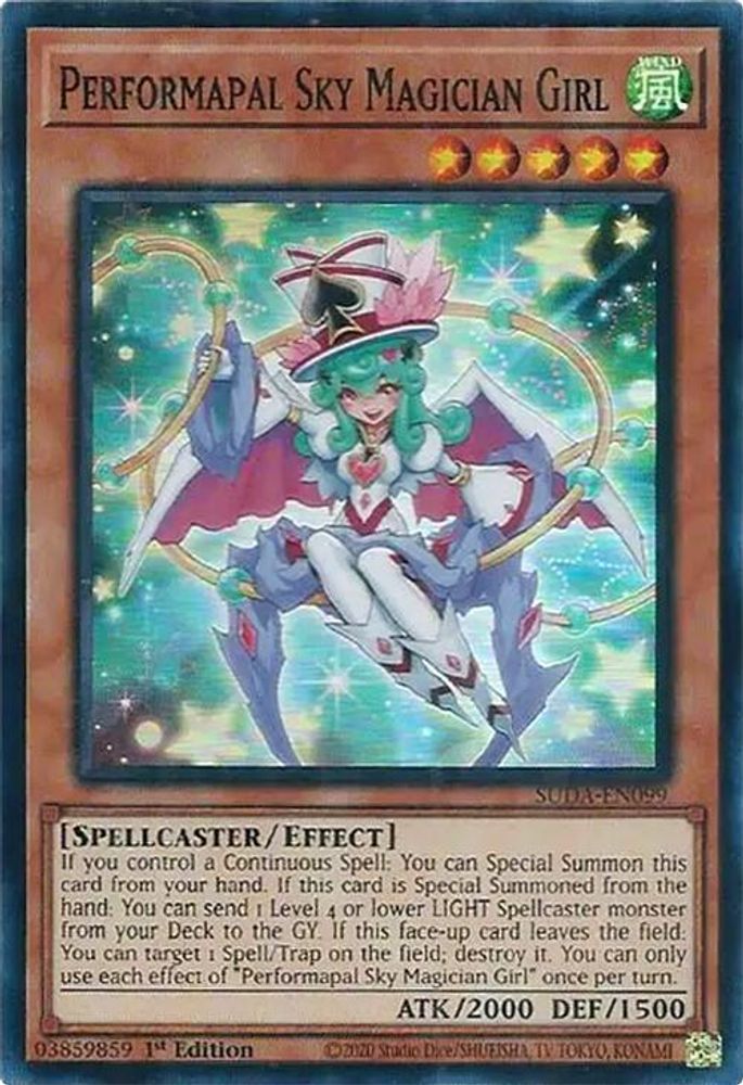 Performapal Sky Magician Girl - (SUDA-EN099) - Super Rare 1st Edition