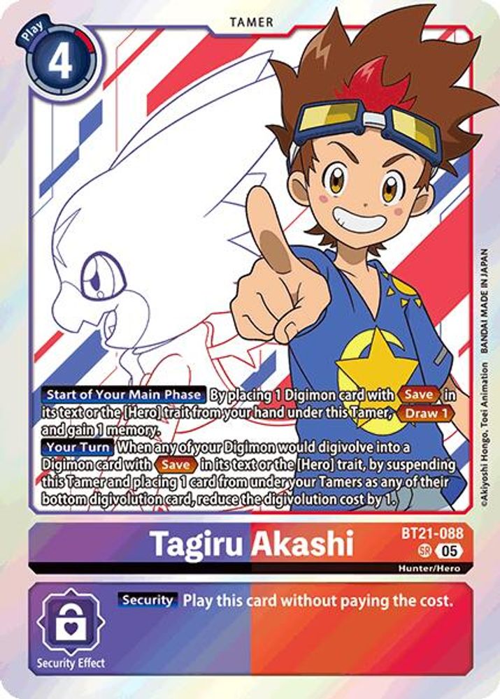 Tagiru Akashi (BT21-088) Super Rare - Digimon World Convergence