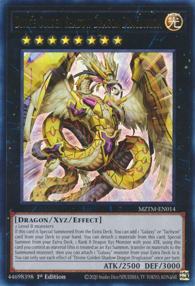 Divine Golden Shadow Dragon Dragluxion - (MZTM-EN014) - Ultra Rare 1st Edition
