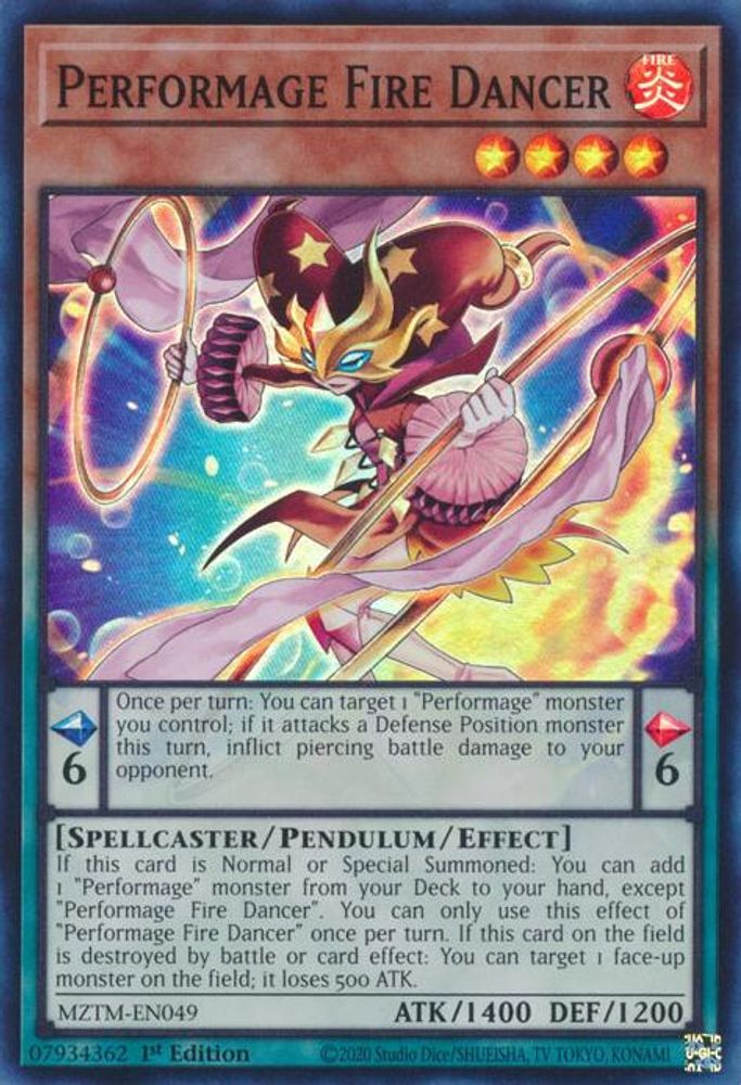 Performage Fire Dancer - (MZTM-EN049) - Super Rare 1st Edition