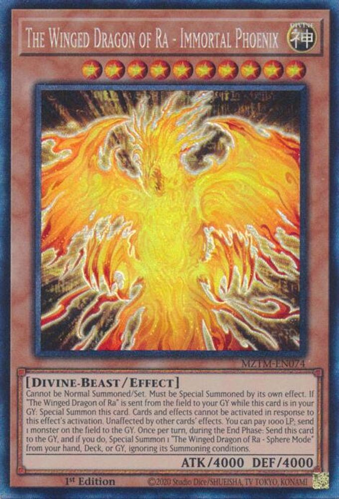[COLLECTOR RARE] The Winged Dragon of Ra - Immortal Phoenix (CR) - (MZTM-EN074) - 1st Edition