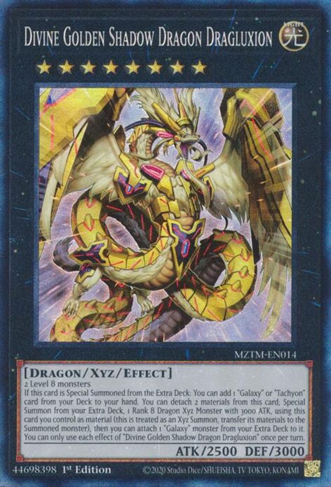 [COLLECTOR RARE] Divine Golden Shadow Dragon Dragluxion (CR) - (MZTM-EN014) - 1st Edition