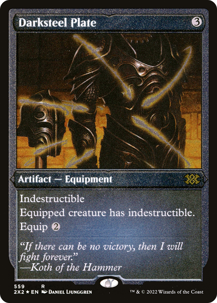 [ EF ] [FOIL] Darksteel Plate (Foil Etched) #559 - RARE 2X2 - Double Masters 2022