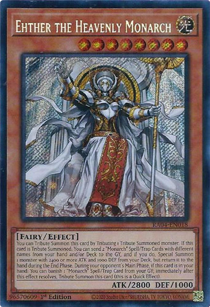 [SECRET RARE] Ehther the Heavenly Monarch (Secret Rare) - (RA04-EN018) - 1st Edition
