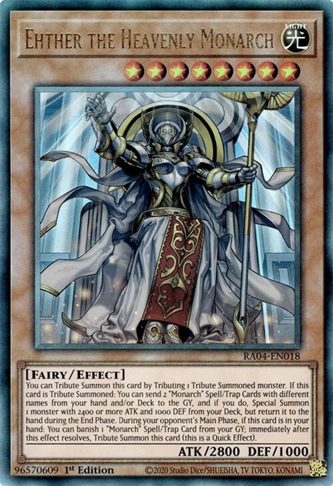 [ULTIMATE RARE] Ehther the Heavenly Monarch (PUR) - (RA04-EN018) - 1st Edition