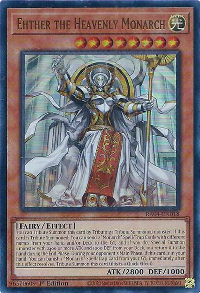 [ULTRA RARE] Ehther the Heavenly Monarch (UR) - (RA04-EN018) - 1st Edition