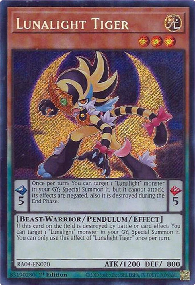 [SECRET RARE] Lunalight Tiger (Secret Rare) - (RA04-EN020) - 1st Edition