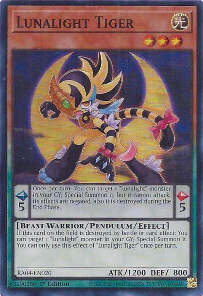 [SUPER RARE] Lunalight Tiger - (RA04-EN020) - 1st Edition