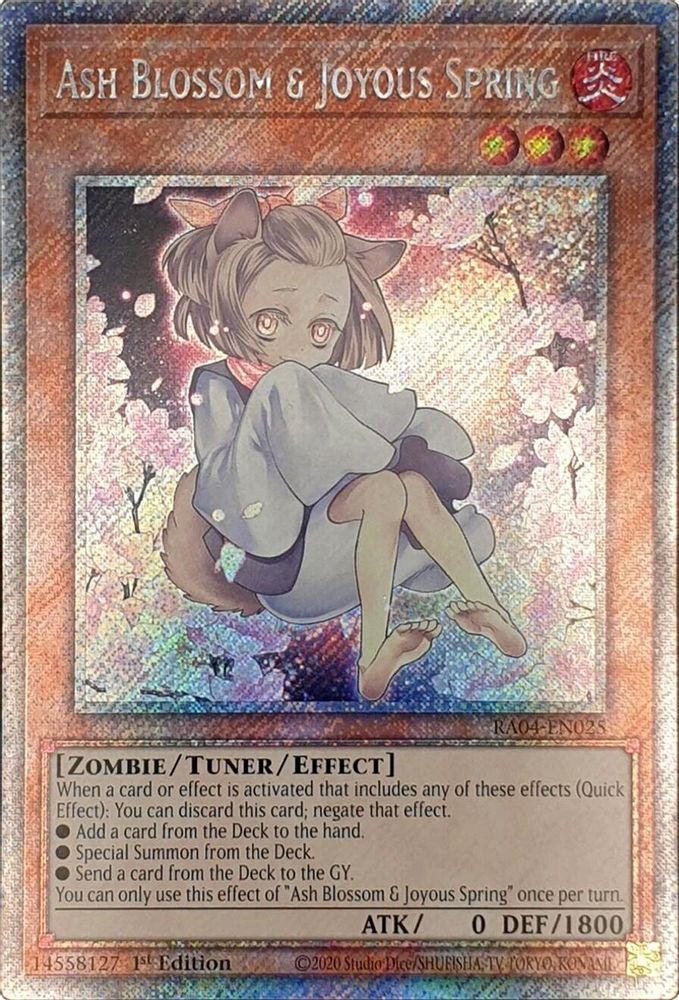 Ash Blossom & Joyous Spring (Alternate Art) (Platinum Secret Rare) - (RA04-EN025) - Platinum Secret Rare 1st Edition
