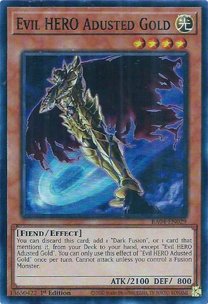 [SUPER RARE] Evil HERO Adusted Gold - (RA04-EN029) - 1st Edition