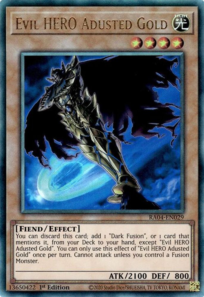 [ULTIMATE RARE] Evil HERO Adusted Gold (PUR) - (RA04-EN029) - 1st Edition