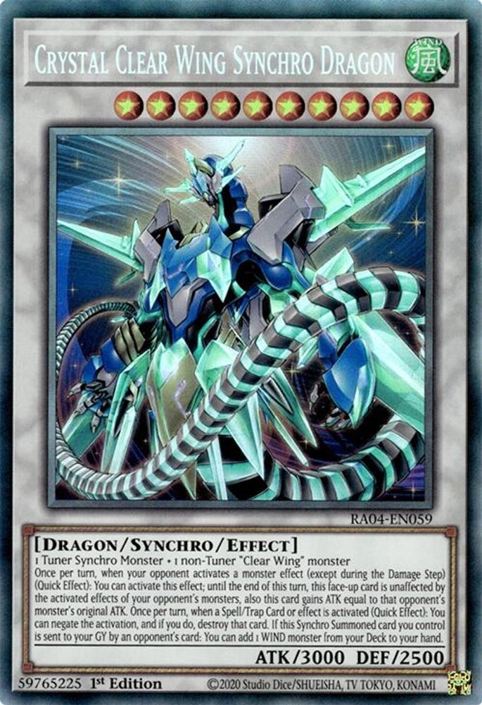 [COLLECTOR RARE] Crystal Clear Wing Synchro Dragon (PCR) - (RA04-EN059) - 1st Edition