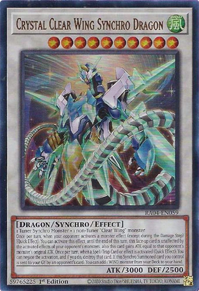 [ULTRA RARE] Crystal Clear Wing Synchro Dragon (UR) - (RA04-EN059) - 1st Edition