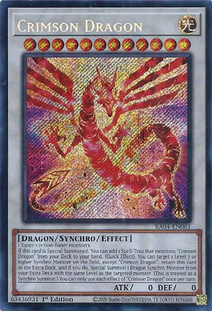 [SECRET RARE] Crimson Dragon (Secret Rare) - (RA04-EN061) - 1st Edition