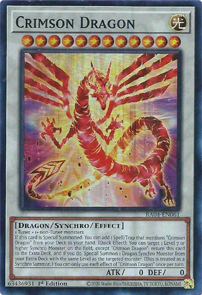 [SUPER RARE] Crimson Dragon - (RA04-EN061) - 1st Edition