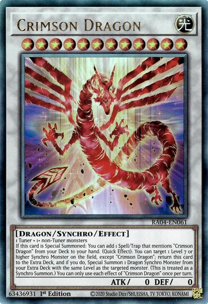 [ULTIMATE RARE] Crimson Dragon (PUR) - (RA04-EN061) - 1st Edition