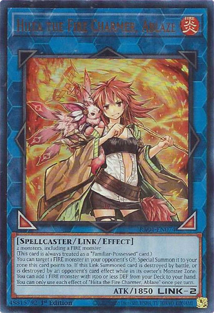 [ULTRA RARE] Hiita the Fire Charmer, Ablaze (UR) - (RA04-EN074) - 1st Edition