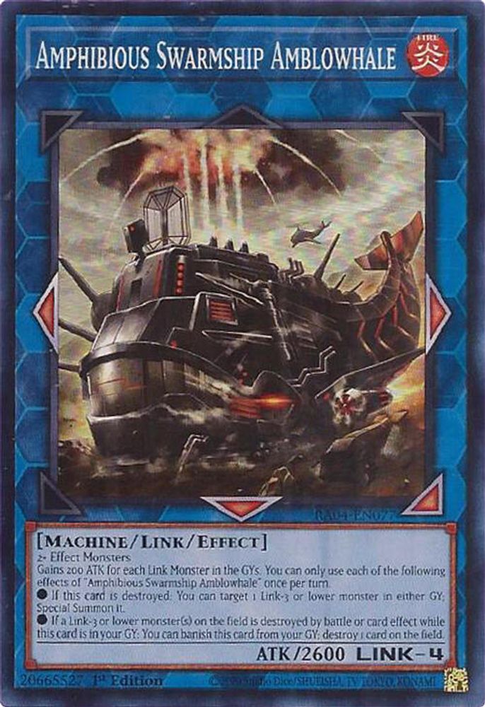 [SUPER RARE] Amphibious Swarmship Amblowhale - (RA04-EN077) - 1st Edition