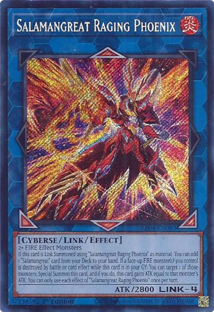 [SECRET RARE] Salamangreat Raging Phoenix (Secret Rare) - (RA04-EN083) - 1st Edition
