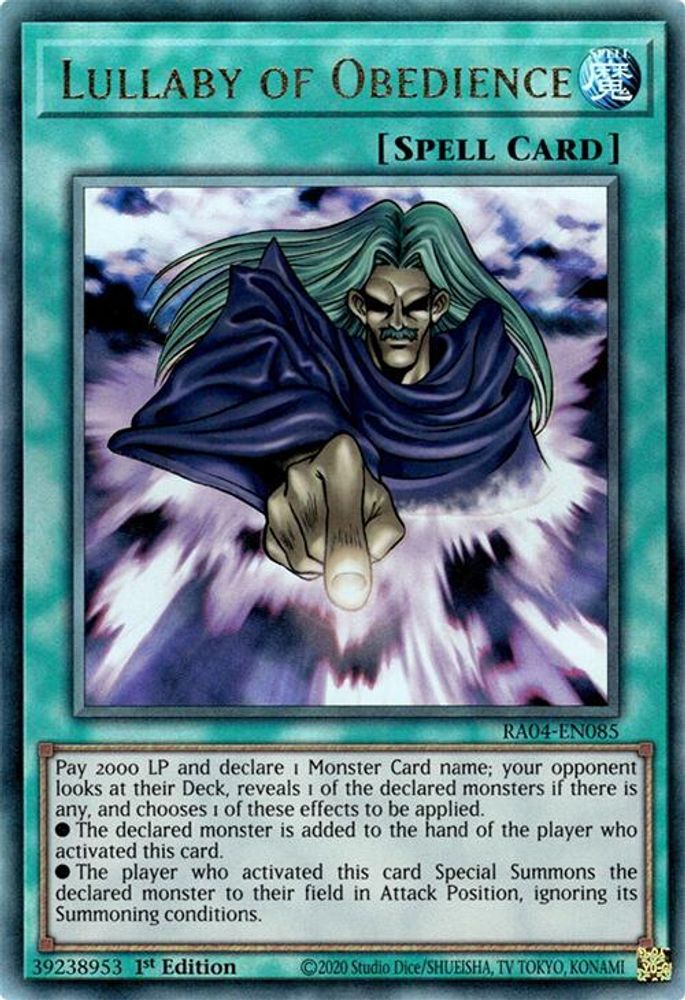 [ULTIMATE RARE] Lullaby of Obedience (PUR) - (RA04-EN085) - 1st Edition
