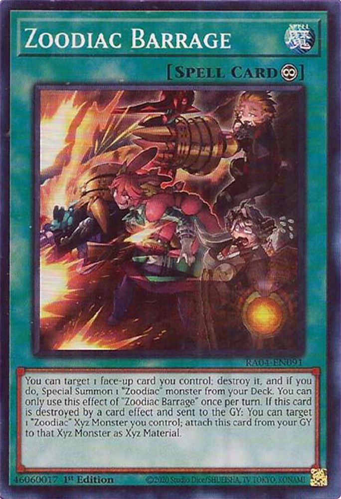 [SUPER RARE] Zoodiac Barrage - (RA04-EN091) - 1st Edition