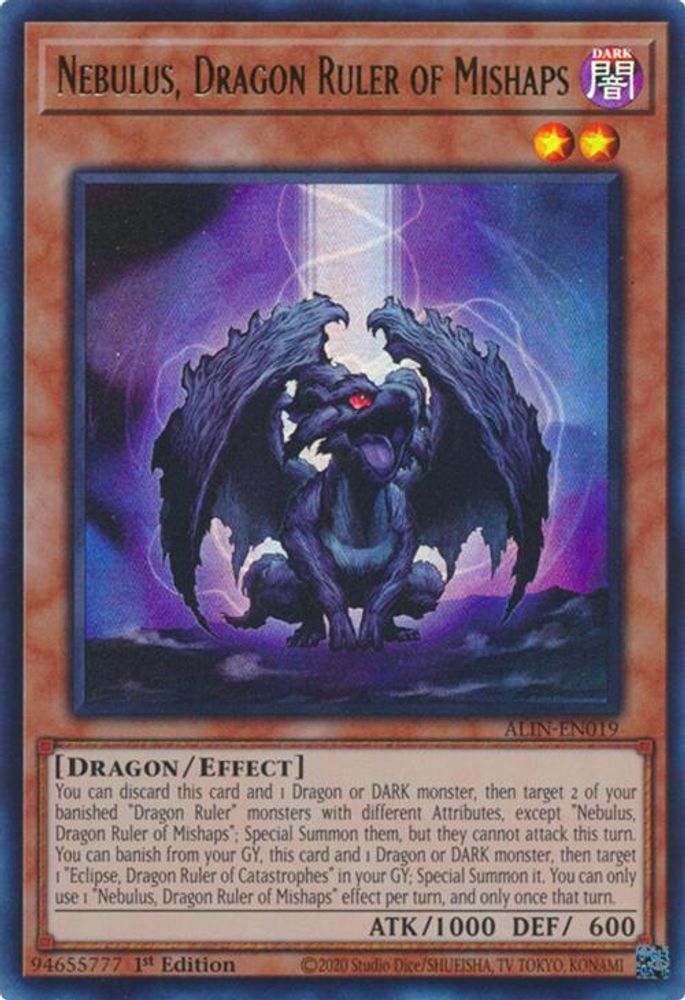 Nebulus, Dragon Ruler of Mishaps - (ALIN-EN019) - Ultra Rare 1st Edition