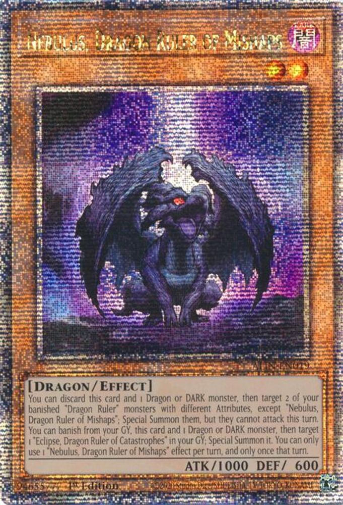 [QUARTER CENTURY SECRET RARE] Nebulus, Dragon Ruler of Mishaps (Quarter Century Secret Rare) - (ALIN-EN019) - 1st Edition