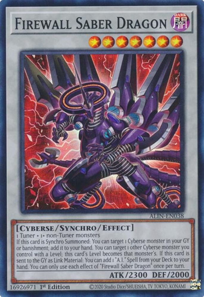 Firewall Saber Dragon - (ALIN-EN038) - Super Rare 1st Edition