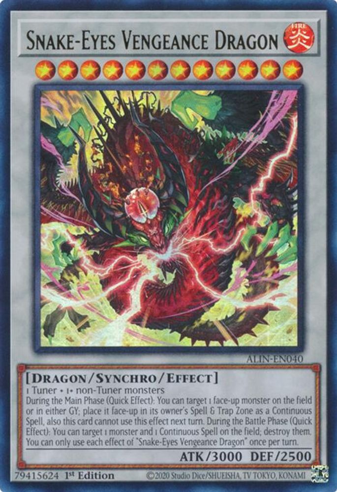 Snake-Eyes Vengeance Dragon - (ALIN-EN040) - Ultra Rare 1st Edition