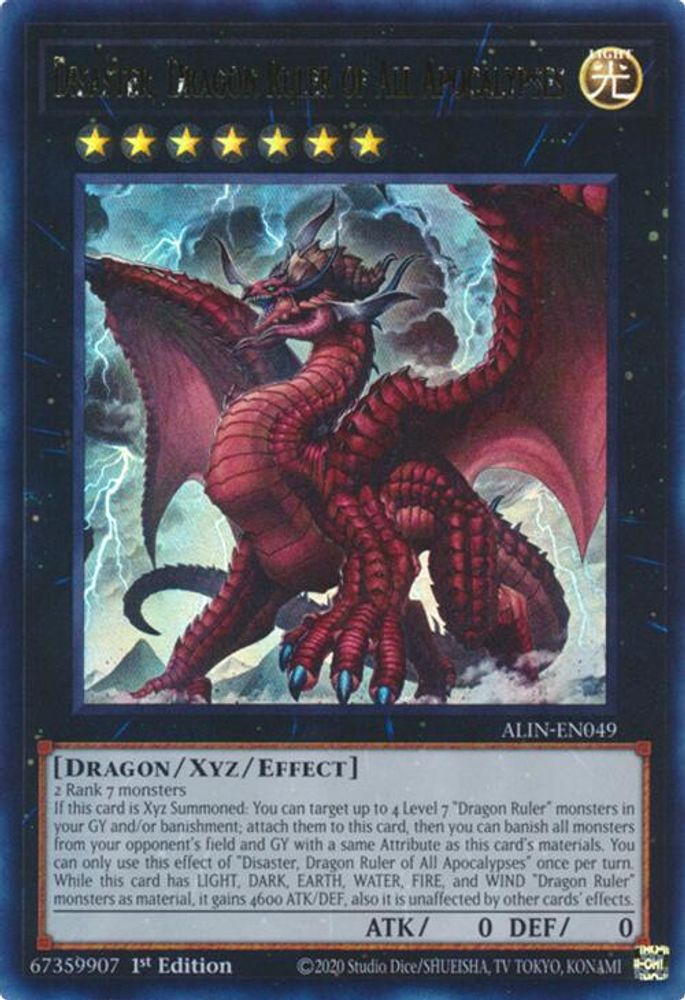 Disaster, Dragon Ruler of All Apocalypses - (ALIN-EN049) - Ultra Rare 1st Edition