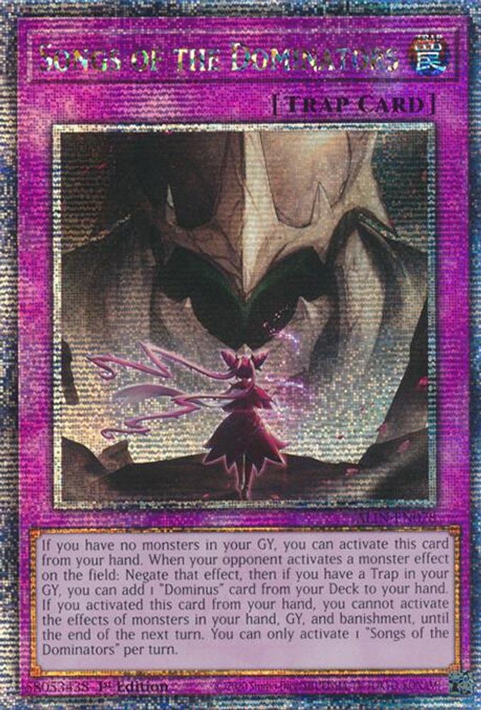 [QUARTER CENTURY SECRET RARE] Songs of the Dominators (Quarter Century Secret Rare) - (ALIN-EN078) - 1st Edition