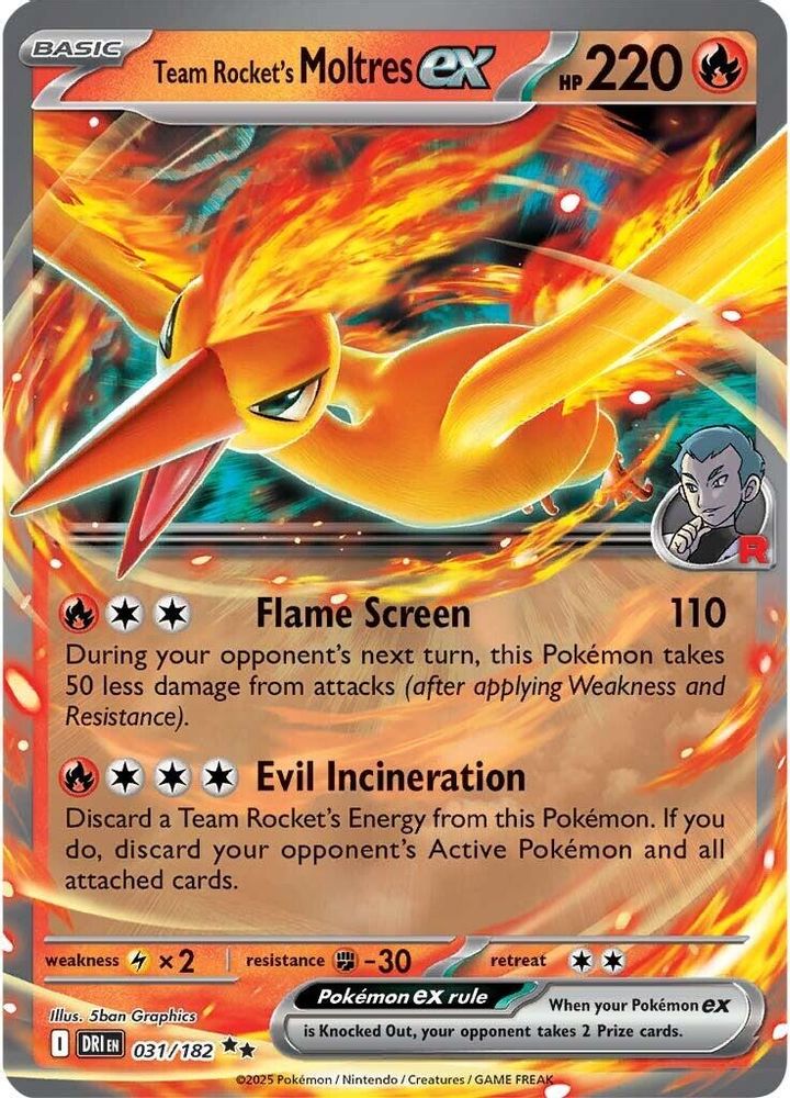 Team Rocket's Moltres ex - [  031/182 ] - Double Rare - Pokemon SV10 Destined Rivals