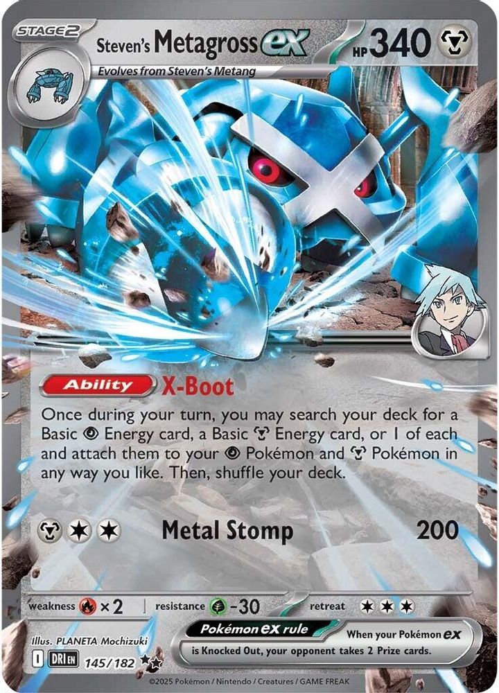 Steven's Metagross ex - [  145/182 ] - Double Rare - Pokemon SV10 Destined Rivals