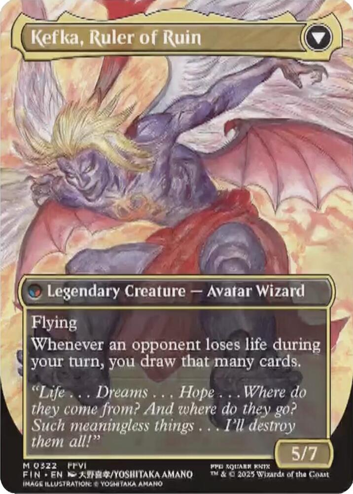 FOIL BORDERLESS Kefka, Court Mage // Kefka, Ruler of Ruin - #322 - Mythic Final Fantasy