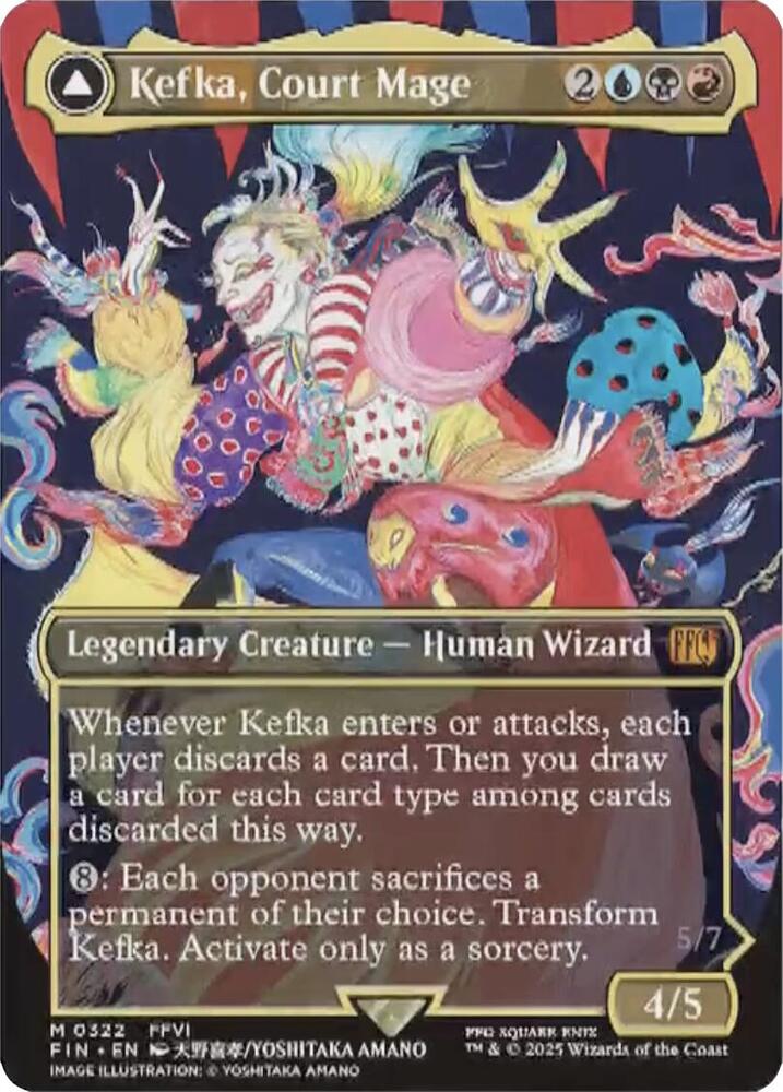 FOIL BORDERLESS Kefka, Court Mage // Kefka, Ruler of Ruin - #322 - Mythic Final Fantasy