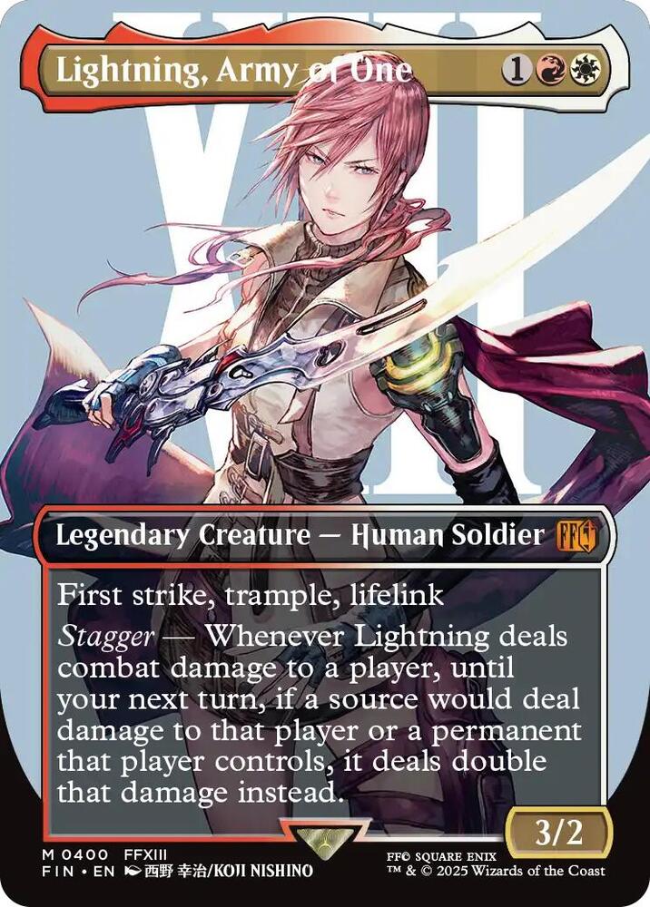 FOIL BORDERLESS Lightning, Army of One - #400 - Mythic Final Fantasy