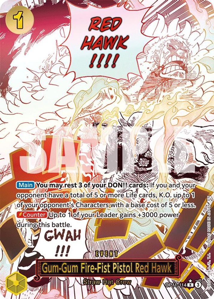 [ALTERNATE ART] Gum-Gum Fire-Fist Pistol Red Hawk (Alternate Art)  (OP11-114) R★ - One Piece A Fist of Divine Speed
