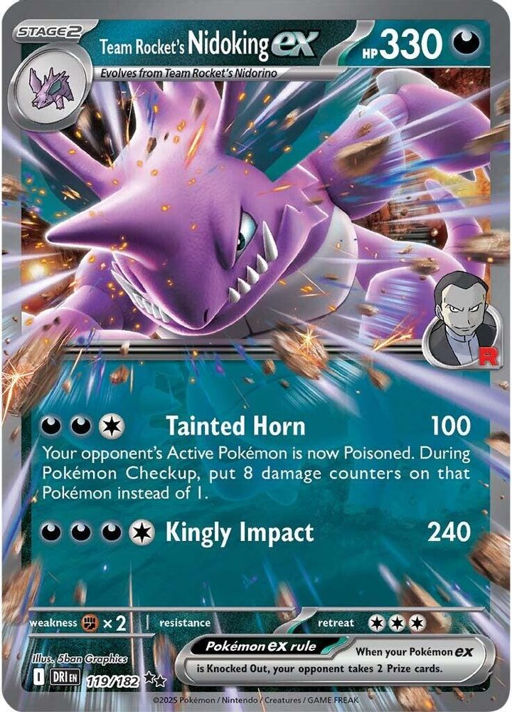 Team Rocket's Nidoking ex - [  119/182 ] - Double Rare - Pokemon SV10 Destined Rivals