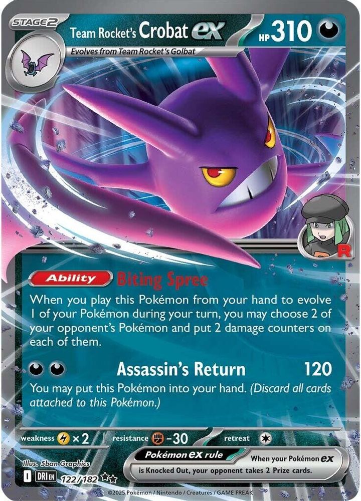 Team Rocket's Crobat ex - [  122/182 ] - Double Rare - Pokemon SV10 Destined Rivals