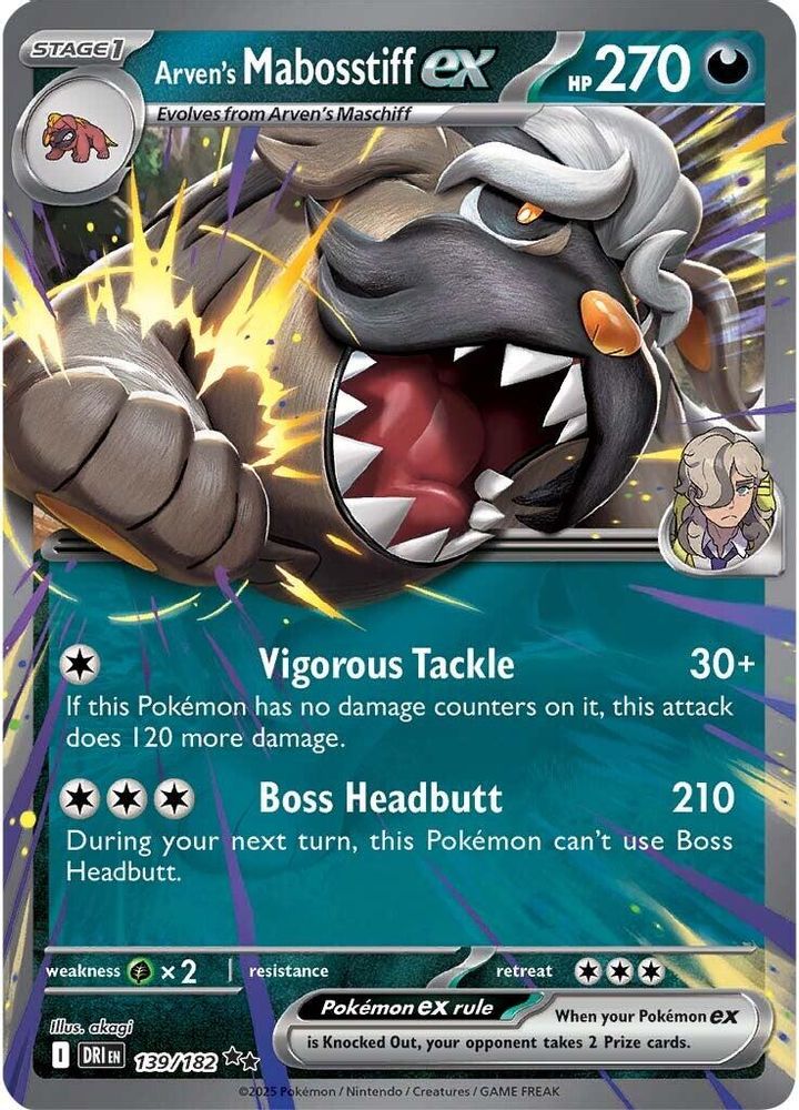Arven's Mabosstiff ex - [  139/182 ] - Double Rare - Pokemon SV10 Destined Rivals