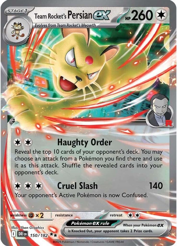 Team Rocket's Persian ex - [  150/182 ] - Double Rare - Pokemon SV10 Destined Rivals