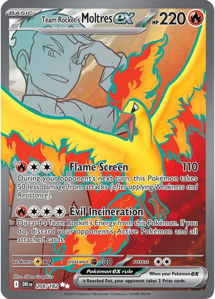 Team Rocket's Moltres ex - [  208/182 ] - Ultra Rare - Pokemon SV10 Destined Rivals