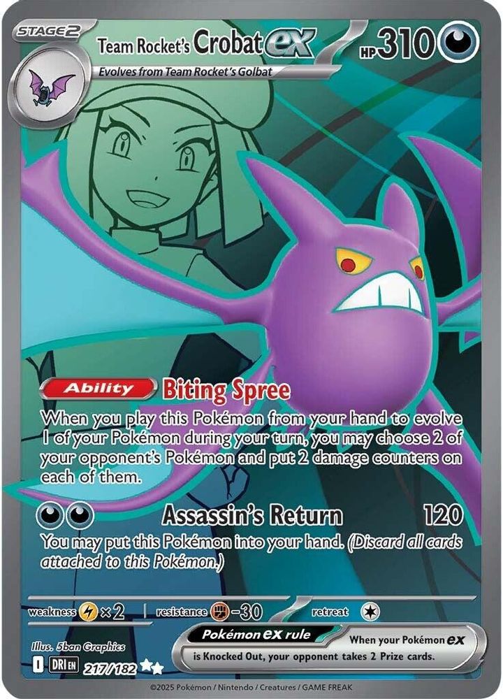 Team Rocket's Crobat ex - [  217/182 ] - Ultra Rare - Pokemon SV10 Destined Rivals