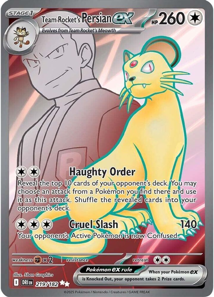 Team Rocket's Persian ex - [  219/182 ] - Ultra Rare - Pokemon SV10 Destined Rivals