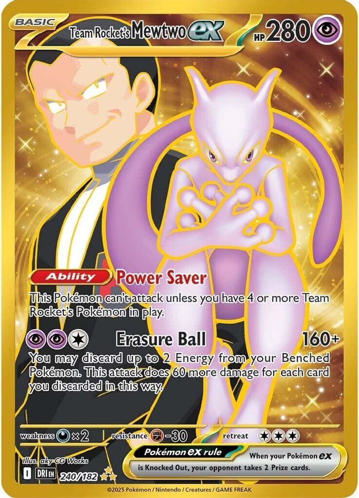 Team Rocket's Mewtwo ex - [  240/182 ] - Hyper Rare - Pokemon SV10 Destined Rivals