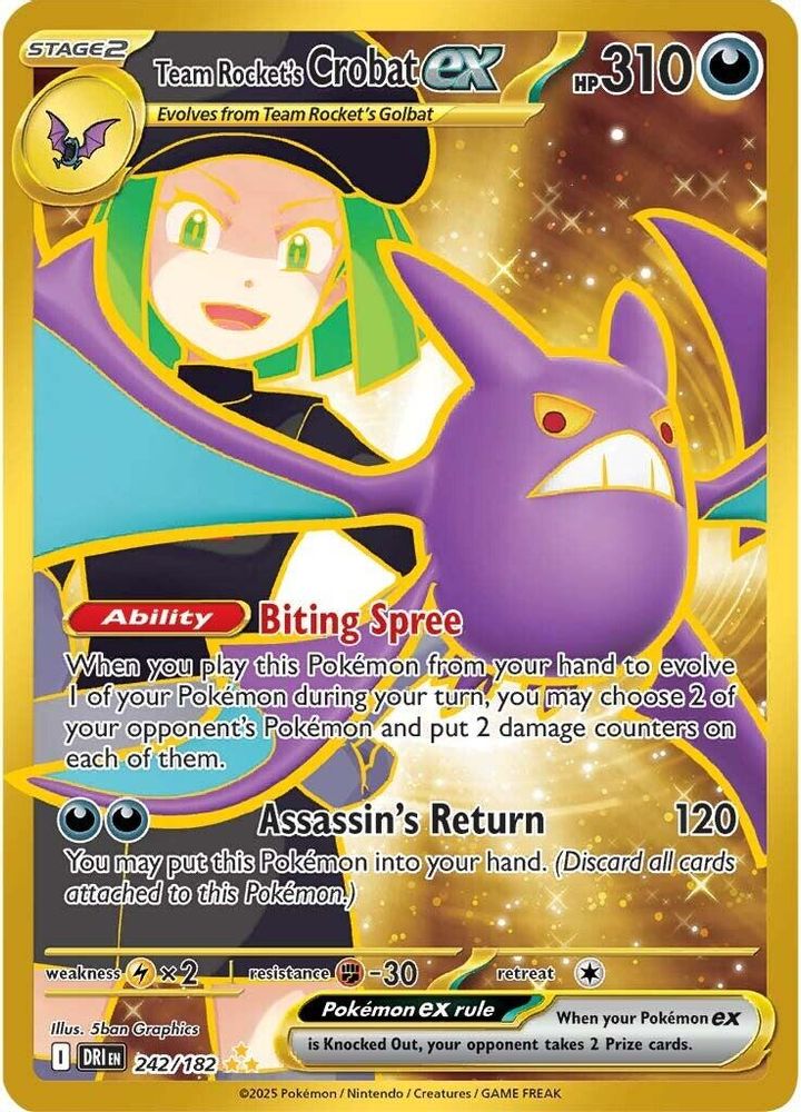 Team Rocket's Crobat ex - [  242/182 ] - Hyper Rare - Pokemon SV10 Destined Rivals