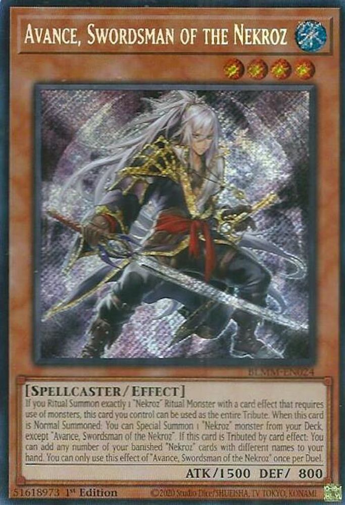 Avance, Swordsman of the Nekroz - (BLMM-EN024) - Secret Rare 1st Edition
